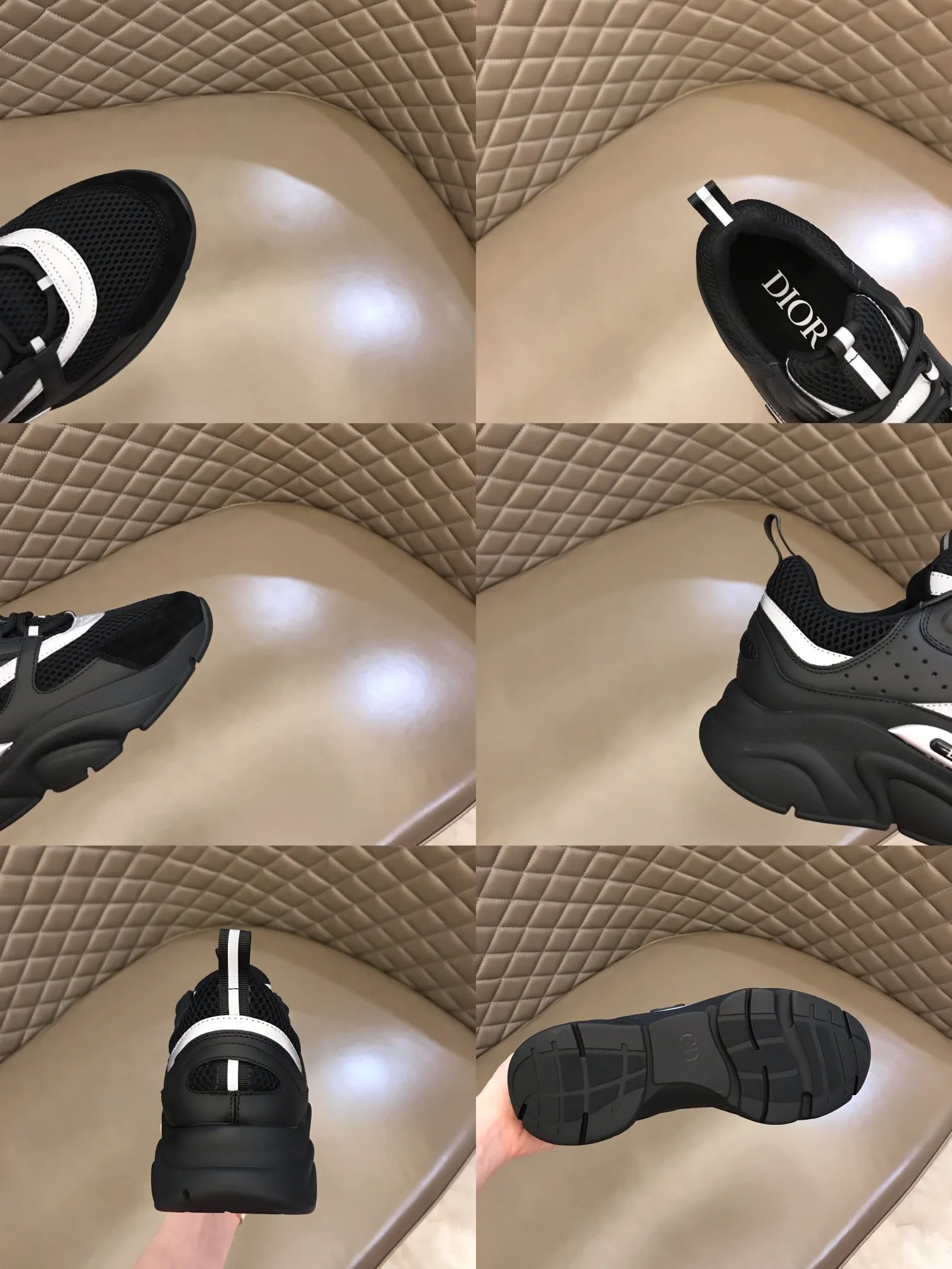 Factory price: 480💰 ◾️▫️Dior D®️ x 🆕 (high version) B22 men's jogging fashion sneakers, this single product draws inspiration from retro jogging shoes. It adopts a thick low-top design, with an upper made of black cow leather and mesh fabric, and a black and white engraved rubber sole. Black mesh fabric tongue and heel counters complement black laces, with an embossed "Di~r" logo embellishment on the side. These sneakers can be mixed and matched with a classic suit for a sporty chic look! Size: 39-45 (38, 46 can be customized)